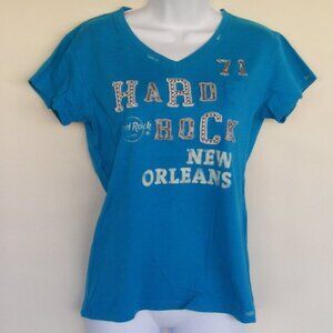 HARD ROCK CAFE New Orleans Tshirt, Ladies M, Bright Blue, SS